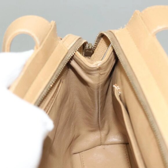 CHANEL Matelasse Shoulder Bag Grained Calf Skin Beige Gold CC Auth BA4516 - Picture 10 of 16